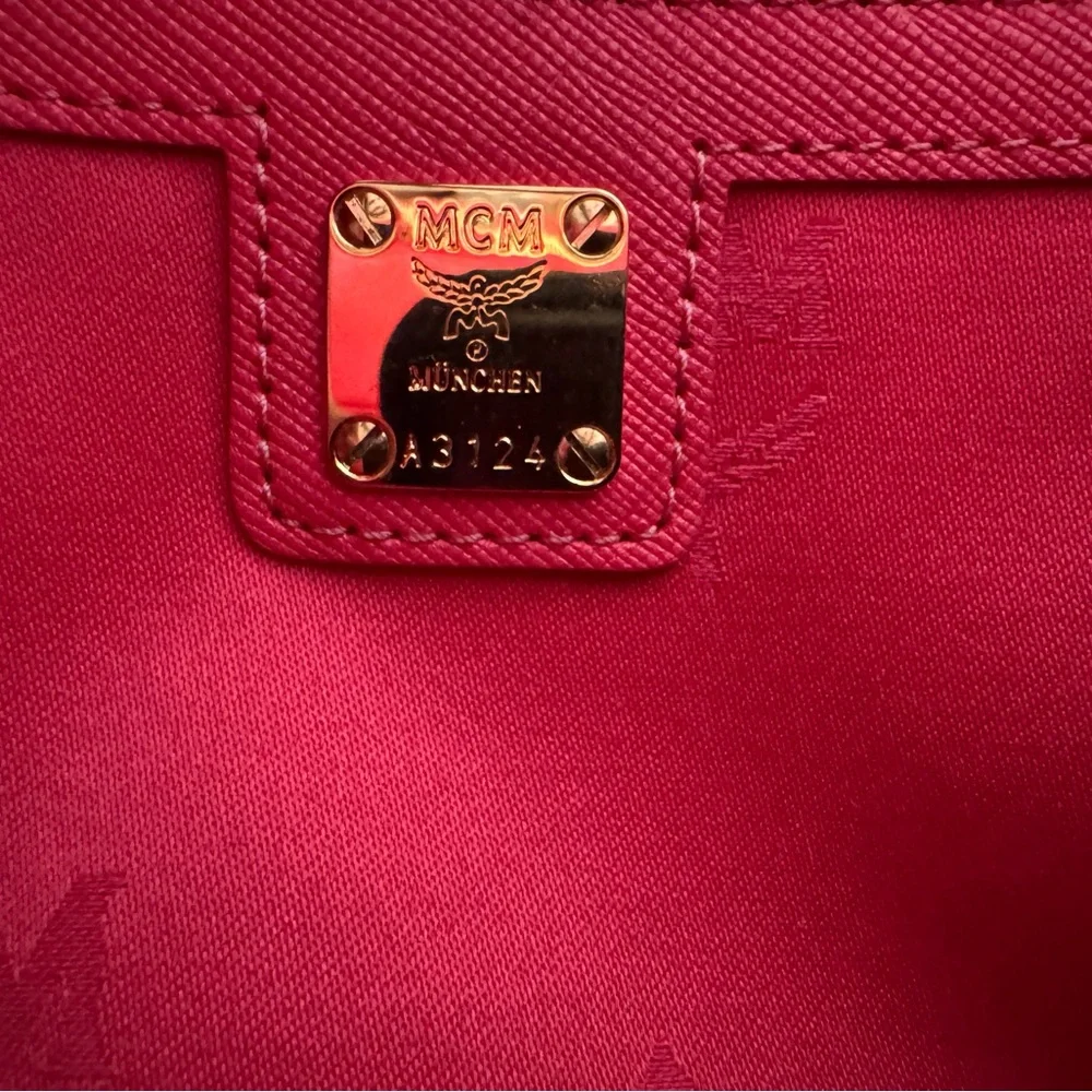 MCM Vibrant Pink Shoulder Bag with Gold Accents with COA - Picture 11 of 16